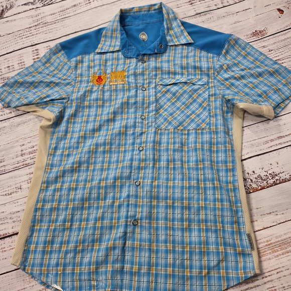 Club Ride Other - Club Ride Cycling Shirt Mens Medium Blue Plaid Good Vented Zipper Snap MTB Top